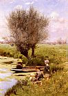 Emile Claus Canvas Paintings - Afternoon Along The River